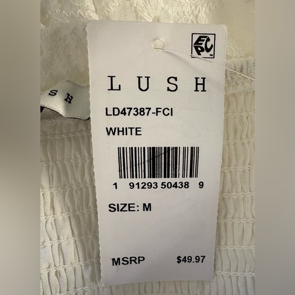 NEW w/TAGS LUSH White Eyelet Spaghetti Strap Dress Size Medium - Picture 4 of 8